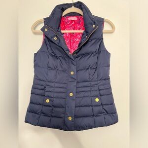 Lilly Pulitzer Dark Blue Puffer Vest with Gold Buttons Size S